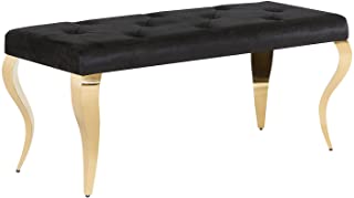 Photo 1 of AZhome Black Tufted Upholstered Bench Seat Collocation Gold Metal Legs
