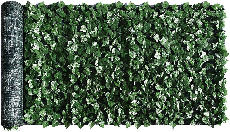 View 1 of ColourTree (39" x 158") Leaves Fence Privacy Screen Artificial Hedges Faux Ivy Cover Panels ?Decorative Trellis - 3 Years Warranty -Mesh Backing

