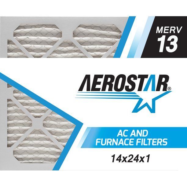 Photo 1 of Aerostar 14x24x1 MERV 13, Pleated Air Filter, 14x24x1, Box of 6, Made in the USA
