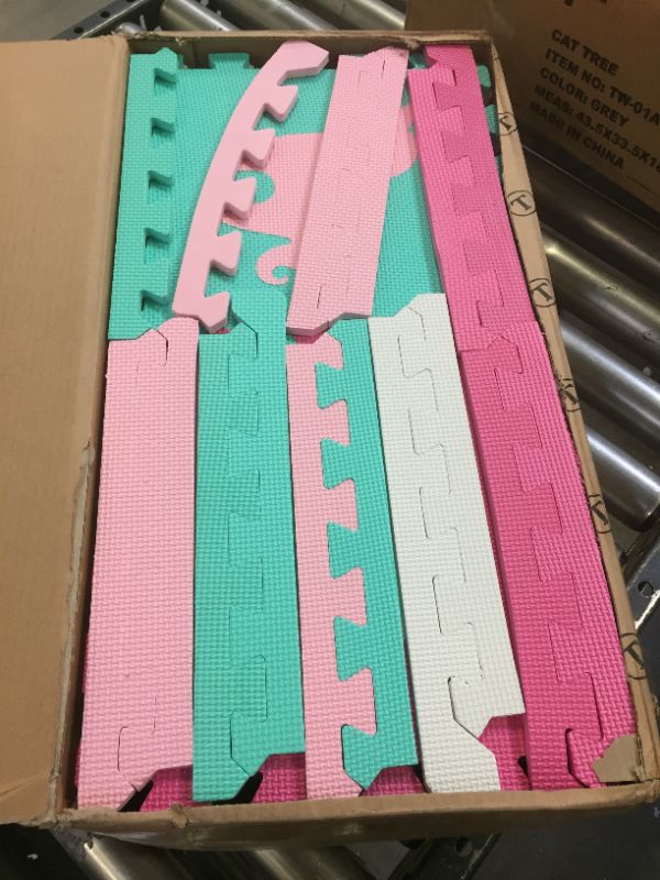 Photo 2 of Tadpoles Baby Play Mat, Kid's Puzzle Exercise Play Mat – Soft EVA Foam Interlocking Floor Tiles, Cushioned Children's Play Mat, 16pc, Unicorns and Rainbows, Pink, 50x50
