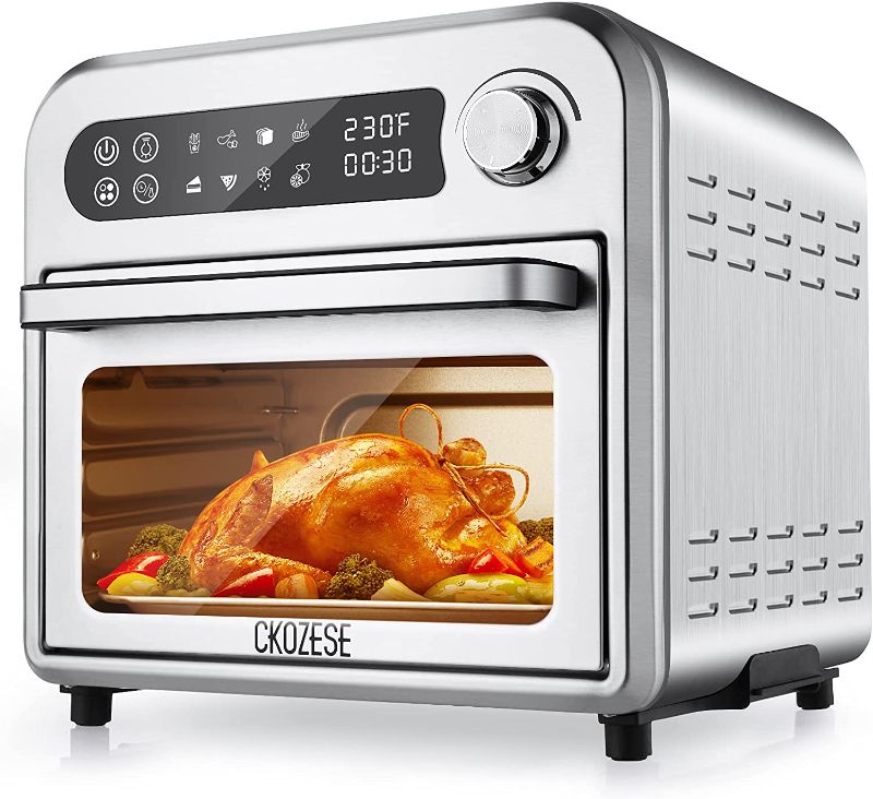 Photo 1 of 8-In-1 Compact Toaster Oven Air Fryer, 6-Slice Convection Oven Countertop with 6 Rapid Infrared Heating, Oilless Roast-Gril-Toast, 1250W Dehydrator, Digit Time/Temp Control, Small Footprint, Recipes
