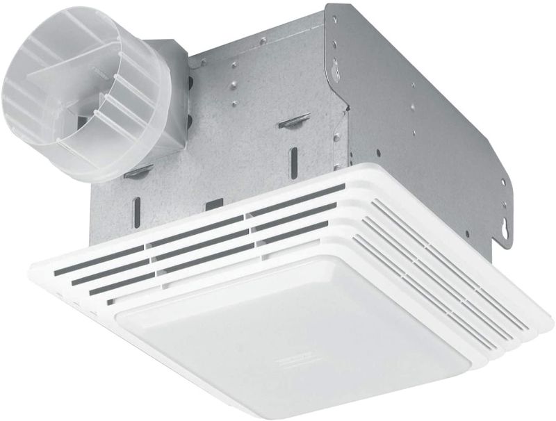 Photo 1 of BROAN NuTone HD80L Heavy Duty Ventilation Fan Combo for Bathroom and Home, 100-Watt Incandescent Light, 80 CFM, Matte White
