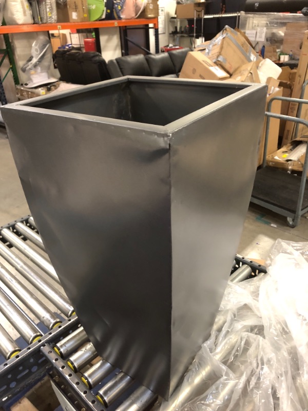 Photo 1 of 15.25 X 15.25in 30in TALL METAL GREY PLANTER