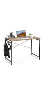 Photo 1 of VANSPACE 39.4” Small Folding Desk, DK06 Industrial Computer Writing Desk with Hooks