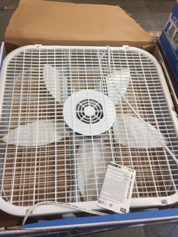 Photo 2 of 20 in. 3 Speed White Box Fan with Save-Smart Technology for Energy Efficiency