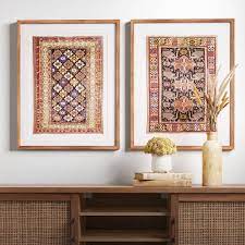 Photo 1 of (Set of 2) 24" x 30" Caucasian Carpet Azerbaijan Framed Under Glass with Mat - Threshold™
