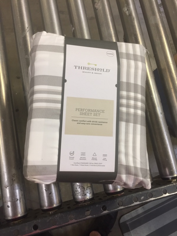 Photo 2 of 400 Thread Count Printed Performance Sheet Set - Threshold™ PLAID TWILL GRAY QUEEN
