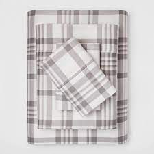 Photo 1 of 400 Thread Count Printed Performance Sheet Set - Threshold™ PLAID TWILL GRAY QUEEN
