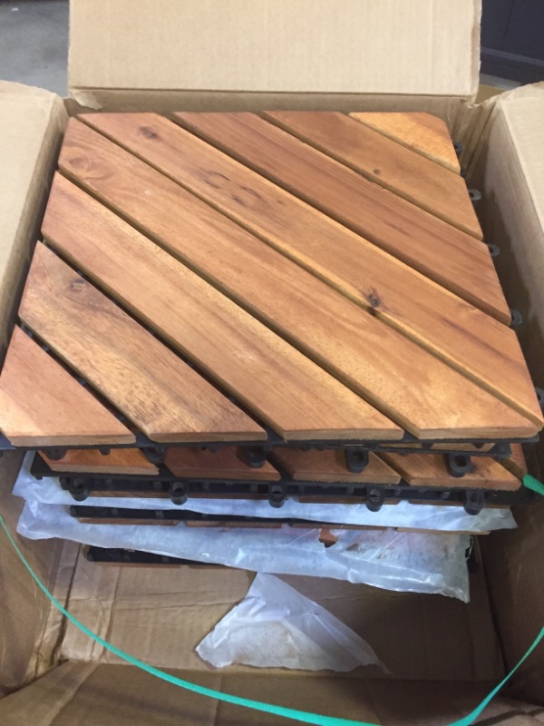 Photo 1 of 10 PACK   12X12 7 DIAGONAL SLAT WOOD DECK TILE 