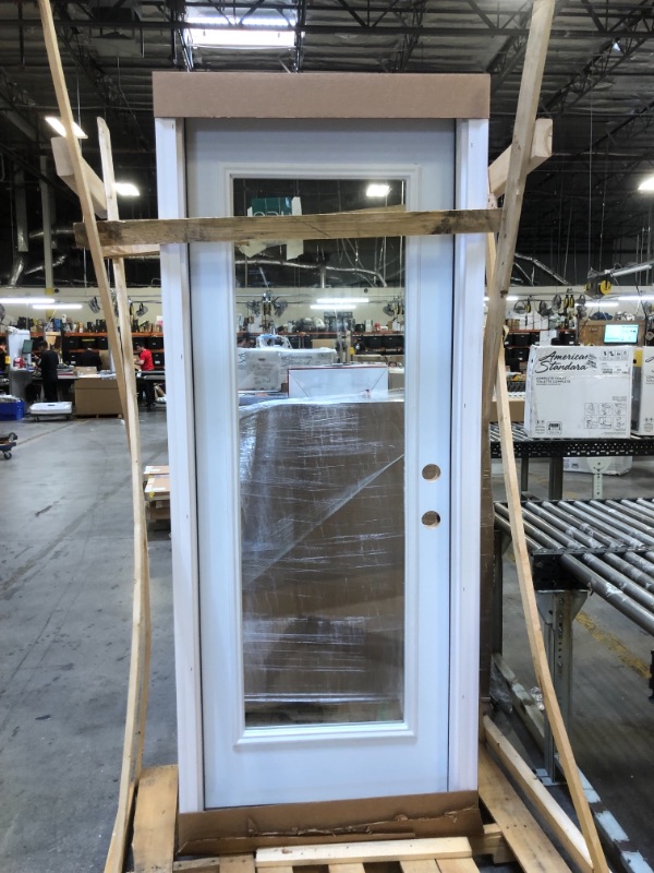 Photo 5 of 30 in. x 80 in. Left-Hand Inswing Full Lite Clear Classic Primed Steel Prehung Front Door
