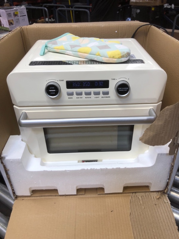 Photo 1 of Convection Toaster Oven Air Fryer Combo, HAUSWIRT 26Qt Large Countertop Oven Dehydrator, Separate Digital Heat Control, Air Fry, Bake, Dehydrate, Ferment, Roast, Rotisserie- Retro Cream White

