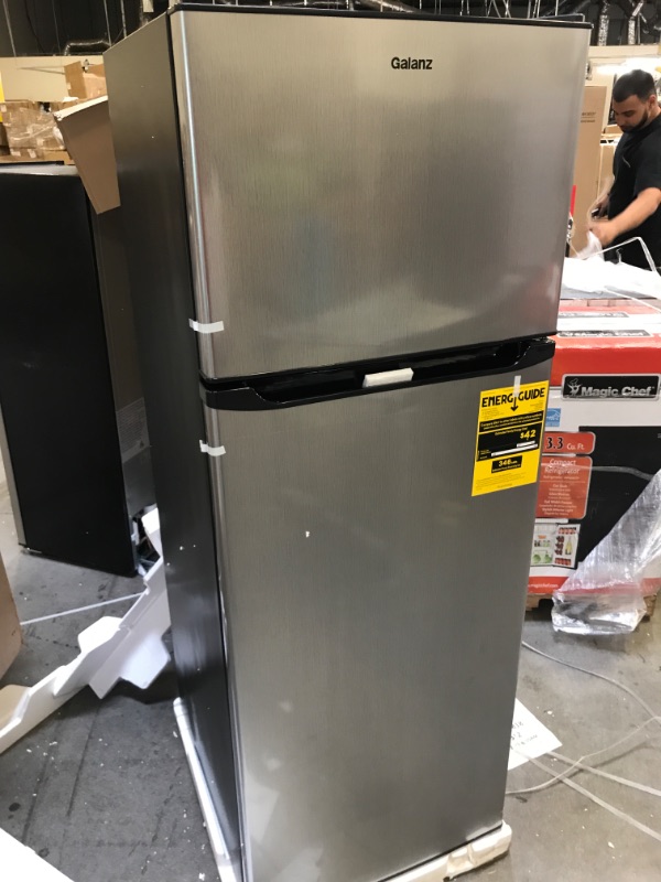 Photo 2 of Galanz 12 Cu Ft Top Freezer Refrigerator, Frost Free, Stainless Look