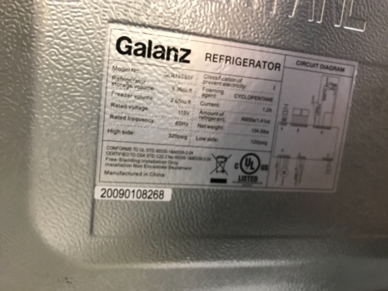 Photo 4 of Galanz 12 Cu Ft Top Freezer Refrigerator, Frost Free, Stainless Look