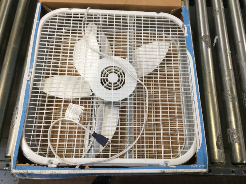 Photo 2 of 20 in. 3 Speed White Box Fan with Save-Smart Technology for Energy Efficiency