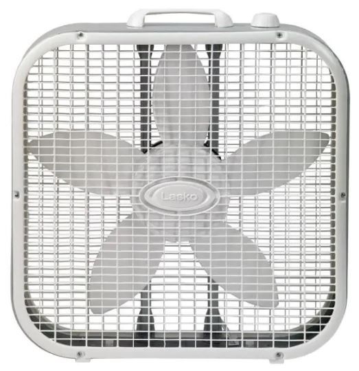 Photo 1 of 20 in. 3 Speed White Box Fan with Save-Smart Technology for Energy Efficiency