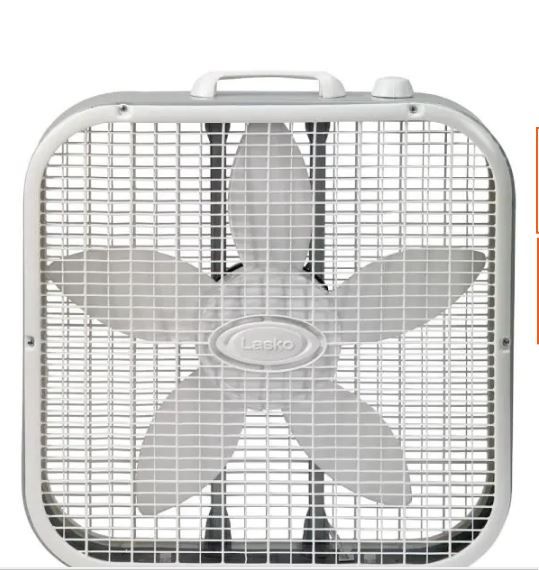 Photo 1 of 20 in. 3 Speed White Box Fan with Save-Smart Technology for Energy Efficiency