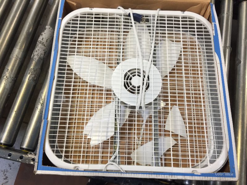 Photo 4 of 20 in. 3 Speed White Box Fan with Save-Smart Technology for Energy Efficiency