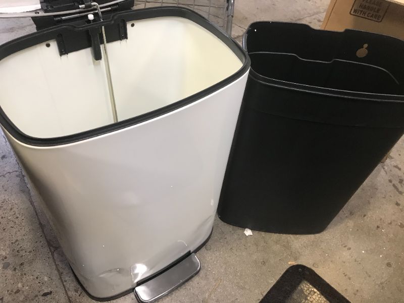 Photo 2 of dented--iTouchless SoftStep 13.2 Gallon Ivory Steel Step Trash Can