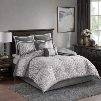 Photo 1 of 8pc Elliot Jacquard Comforter Set Silver
KING