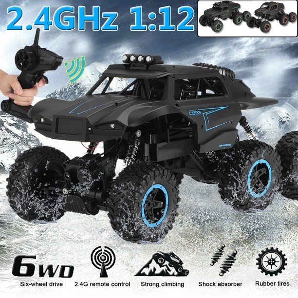 Photo 1 of 1:12 Scale Large RC Cars 6-Wheel Boys Remote Control Car Off Road Monster Truck Electric All Terrain Waterproof Toys Trucks for Kids and Adults -Batteries + Connector for 25+ Min Play
