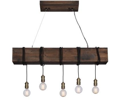 Photo 1 of PARTS FOR A Rustic Industrial 47" Wood Beam 5 Light Linear Chandelier