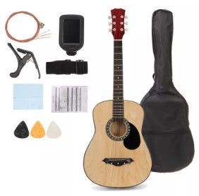 Photo 1 of 38inch 6 Strings Basswood Acoustic Guitar Music Instrument Set with Guitar Bag Pick Gift for Beginners
