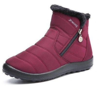 Photo 1 of Gracosy Warm Snow Boots Women's Winter Boots Anti-slip Waterproof Fur Lining Outdoor Shoes - Red SIZE 4.5
