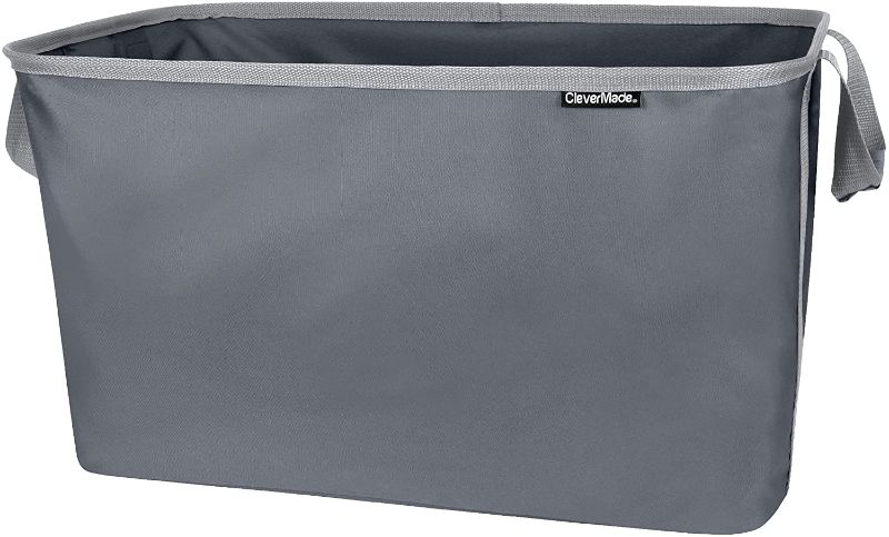 Photo 1 of CleverMade Collapsible Fabric Laundry Basket - Foldable Pop Up Storage Container Organizer - Space Saving Hamper with Carry Handles Extra Large, One Size Charcoal/Grey
