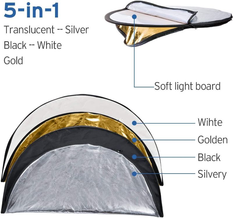 Photo 1 of Photography Reflector Light Reflectors for Photography Multi-Disc Photo Reflector Collapsible with Bag