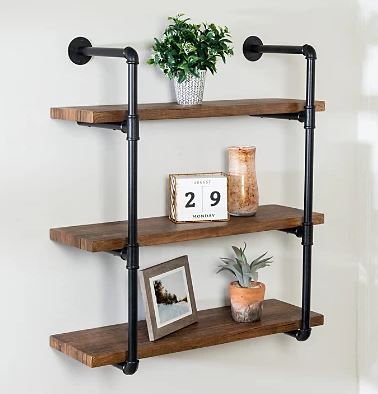 Photo 1 of 3-Tier Black Industrial Wall Shelf