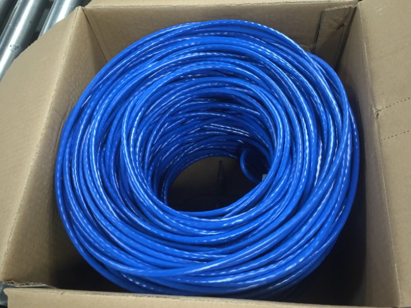 Photo 2 of NavePoint Cat6 (CCA), 500ft, Blue, Solid Bulk Ethernet Cable, 550MHz, 23AWG 4 Pair, Unshielded Twisted Pair (UTP)

