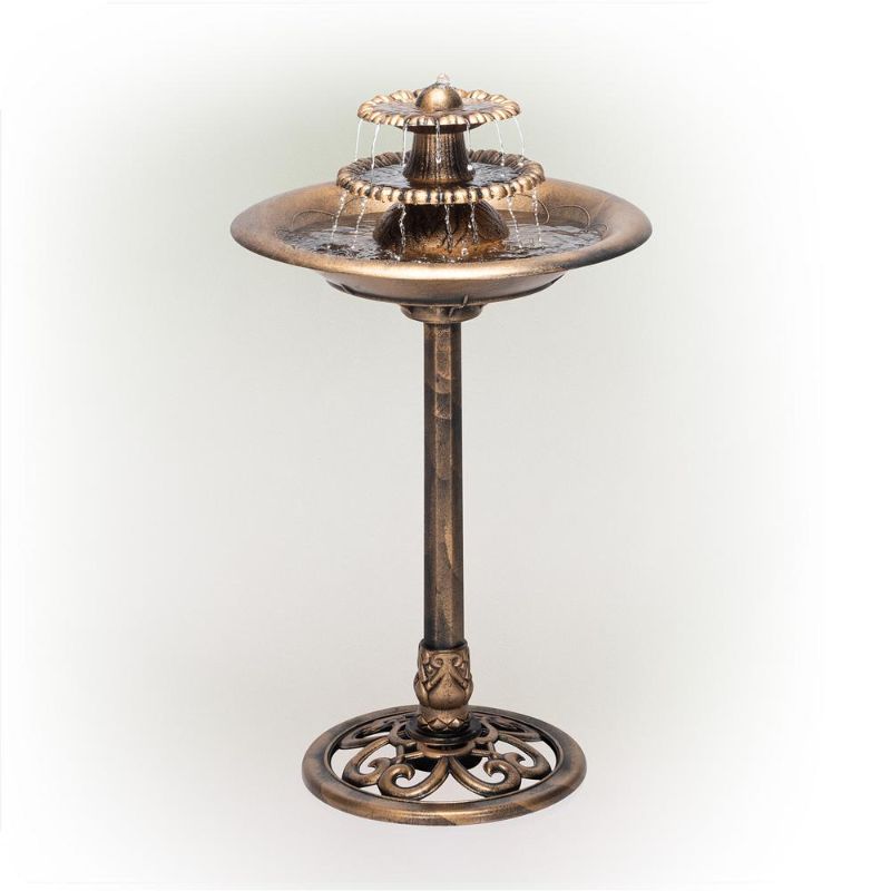 Photo 1 of Alpine 3-Tiered Pedestal Outdoor Water Fountain / Bird Bath
