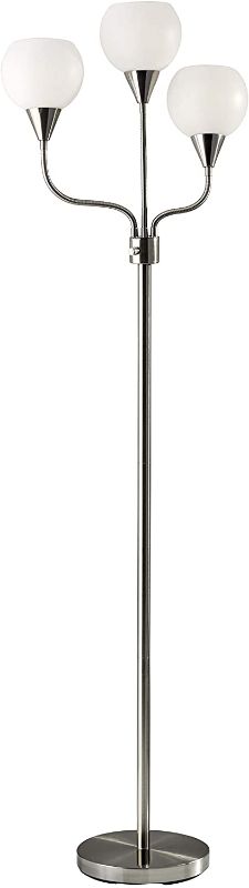 Photo 1 of Adesso 1534-22 Phillip 3-Arm Floor Lamp, 65.5 in, 3 x 40 W Incandescent/13 W CFL, Brushed Steel/White, 1 Steel Lamp
