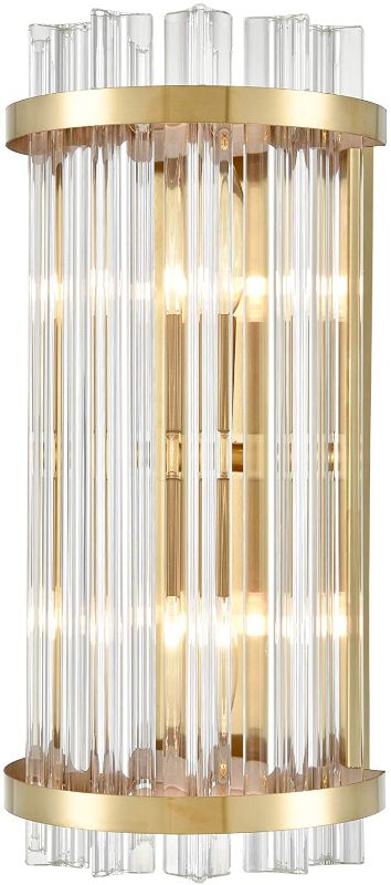 Photo 1 of DAYCENT Modern Glass Crystal Wall Sconce Mid-Century Brass Gold Wall Lights Fixture, 2-Light, 6" x 14"
