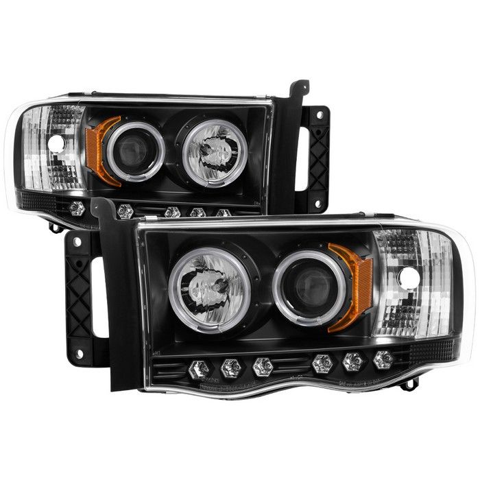 Photo 1 of ( Spyder Signature ) Dodge Ram 1500 02-05 / Ram 2500/3500 03-05 Projector Headlights - CCFL Halo - LED ( Replaceable LEDs ) - Black - High H1 (Included) - Low H1 (Included)