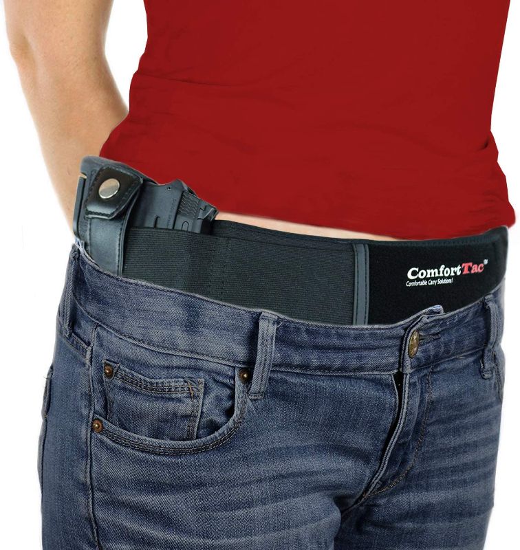 Photo 1 of ComfortTac Gun Holsters for Deep Concealed Carry - Ultimate Belly Band Pistol Holster for Men & Women, Belt Compatible with Smith and Wesson, Shield, Glock - Firearm Accessories, Black
