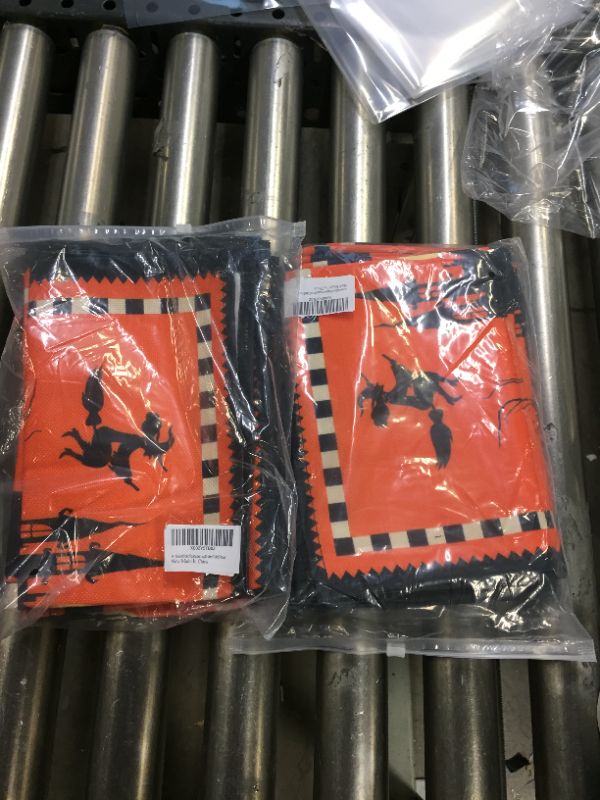 Photo 2 of 3PACK - Artwork Store Halloween Placemats Set of 6,Cotton Linen Table Mats Non-Slip Washable Witches Bats Haunted House Scary Castle Pumpkins Orange Placemat for Holiday Party Dining Kitchen Table Decor
