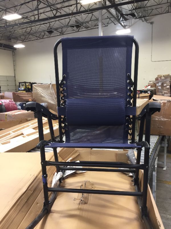 Photo 1 of Amazon Basics Outdoor Textilene Zero Gravity Folding Lounge Rocker with Pillow, Navy

