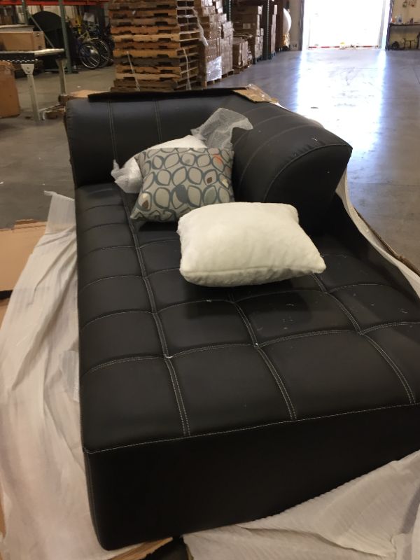 Photo 6 of 3pc Canterbury Sectional Sofa Set--BLACK LEATHER SECTIONAL WITH OTTOMAN AND FIVE THROW PILLOWS--BRAND UNKNOWN--EACH SOFA SECONTIONAL IS 80"LX30"W