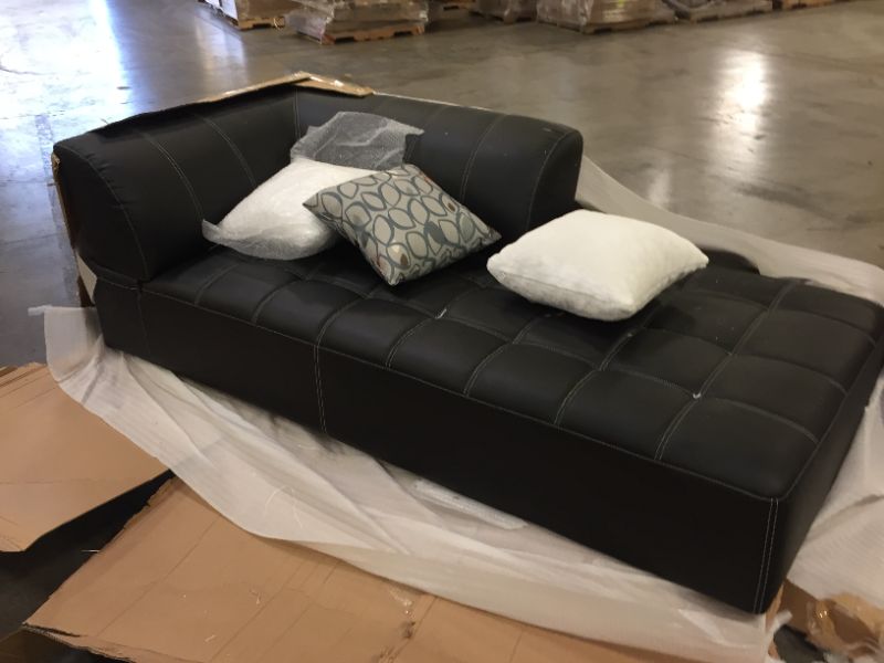 Photo 4 of 3pc Canterbury Sectional Sofa Set--BLACK LEATHER SECTIONAL WITH OTTOMAN AND FIVE THROW PILLOWS--BRAND UNKNOWN--EACH SOFA SECONTIONAL IS 80"LX30"W
