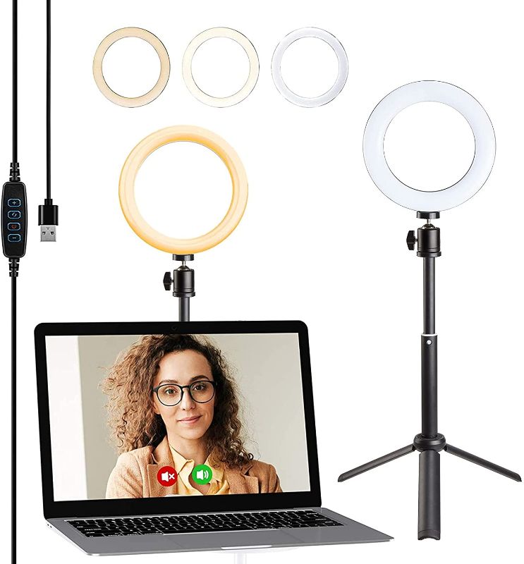 Photo 1 of OXENDURE Video Conference Lighting Kit, Ring Light for Computer/Laptop/PC, 3 Modes 10 Brightness Levels,for Video Conference Lighting,Zoom Lighting,Video Lighting,Video Recording Lighting,Makeup
