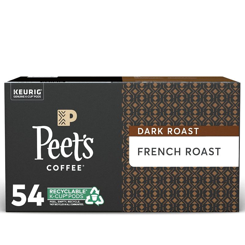 Photo 1 of Peet's Coffee French Roast, Dark Roast, 54 Count Single Serve K-Cup Coffee Pods for Keurig Coffee Maker  EXP 12/21/2021
