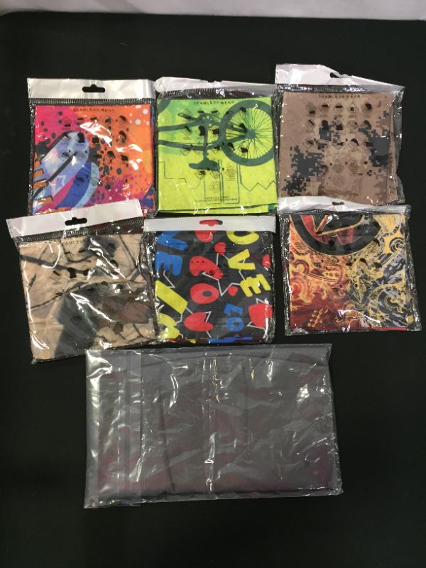 Photo 1 of 7PK MISC ASSORTED FACE GAITERS GRAPHIC DESIGNS