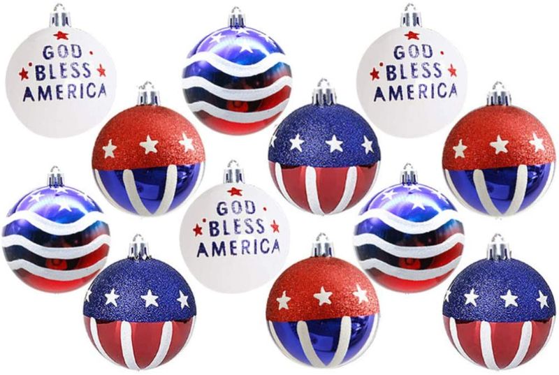 Photo 1 of BESTOYARD 12 Pcs Hanging Ball Independence Day Ornaments July of 4th God Bless America Patriotic Ball Ornaments Party Decor Wedding Decorations
