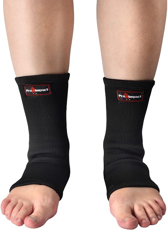 Photo 1 of Pro Impact Muay Thai MMA Ankle Support Wraps - Breathable Ankle Guard Protection for Combat Sports - Ideal Gym & Workout Use – 2 Pair
