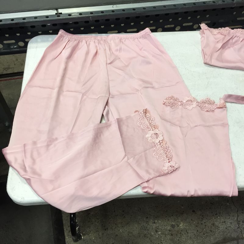 Photo 5 of 5 PC PINK SILKY PAJAMA SET WOMENS SIZE MEDIUM