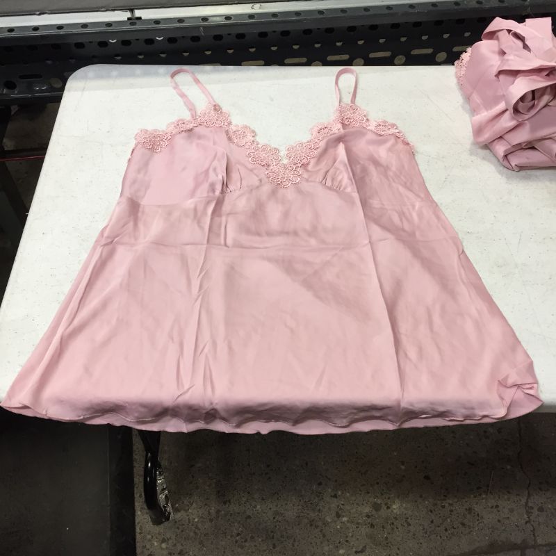 Photo 4 of 5 PC PINK SILKY PAJAMA SET WOMENS SIZE MEDIUM