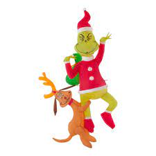 Photo 1 of Dr. Seuss 6 ft Pre-Lit LED Airblown Hanging Grinch with Max Christmas Inflatable
