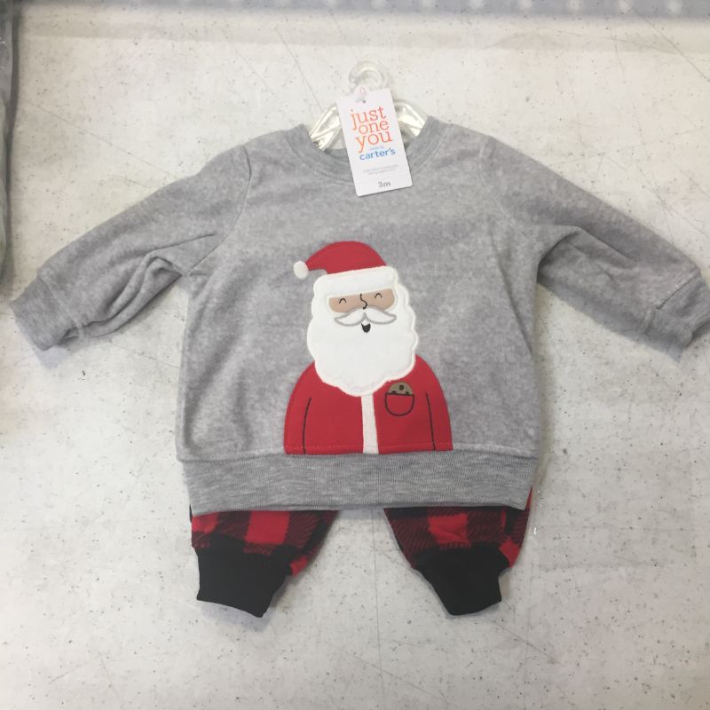 Photo 2 of Baby 2pc Buffalo Check Santa Top and Bottom Set - Just One You® made by carter's Gray/Red 3M