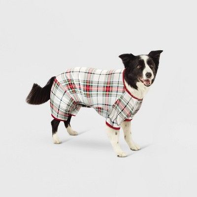 Photo 1 of Tartan Plaid Flannel Dog and Cat Pajama with Sleeves - White - Wondershop SMALL